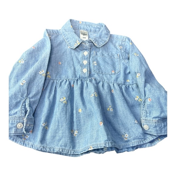 OshKosh B'gosh Blue Floral Blouse - Picture 1 of 3